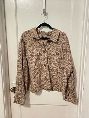 torrid Beige Leopard Print Jean Jacket